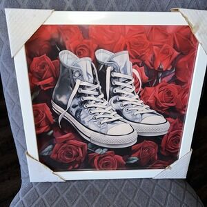 NEW Eclectic Art, High top Sneaker/roses Art Print - 13.5 X 13.5